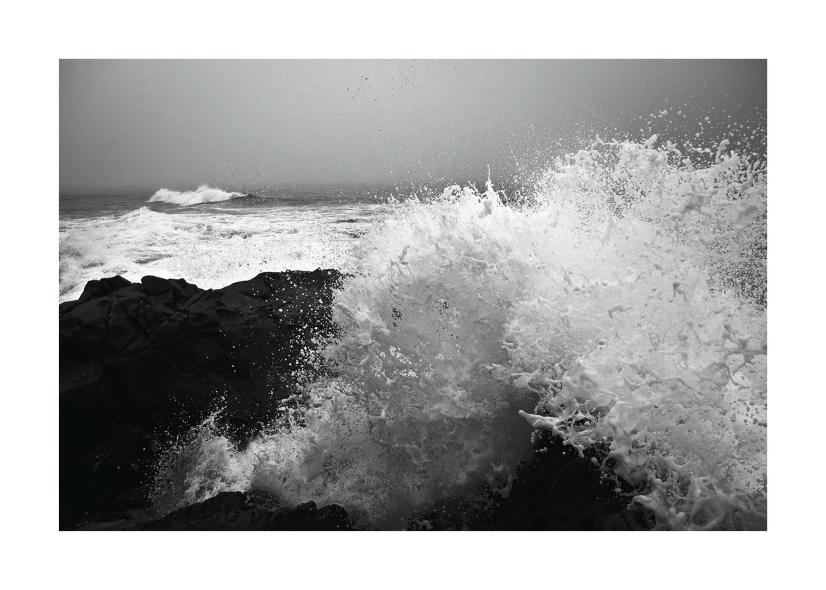 Stormy Coast Black & White Poster Baskı
