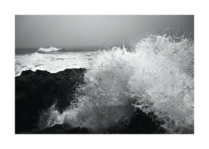 Stormy Coast Black & White Poster Baskı