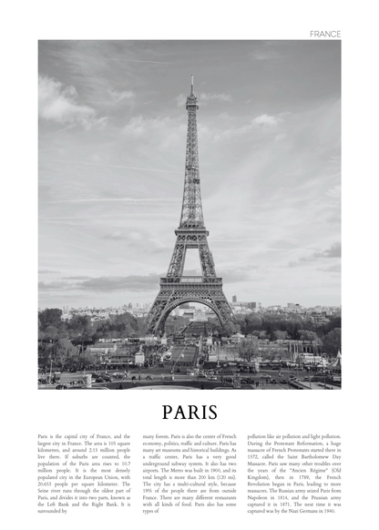 Paris ve Eyfel Kulesi Siyah Beyaz Şehir Poster Baskı