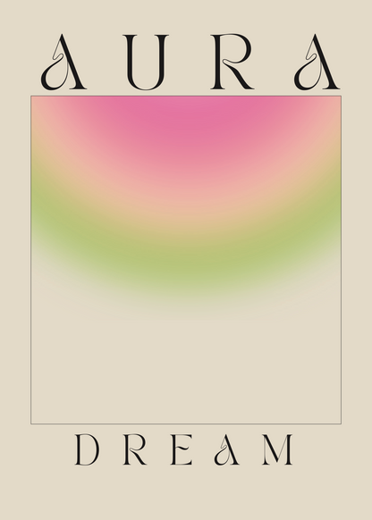 Aura Dream Poster | Pembe Yeşil Renkli Sanat Baskısı