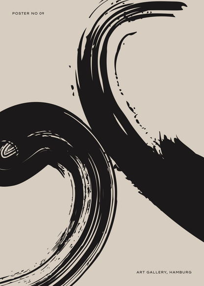 Brushstroke Curve No.09 – Soyut Fırça Darbeli Poster
