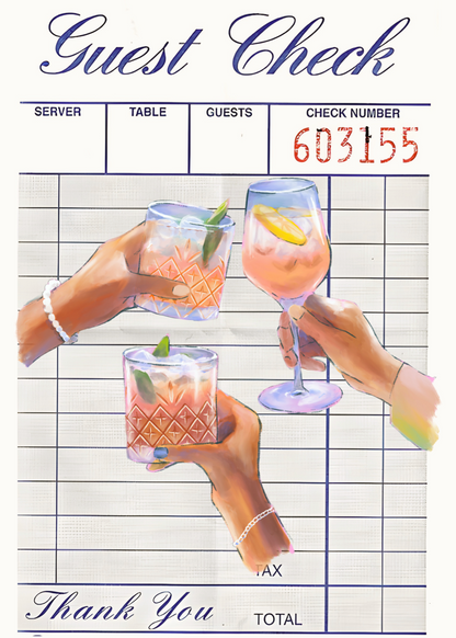 Cheers Cocktail Illustration Poster Baskı – Retro Bar Duvar Dekoru