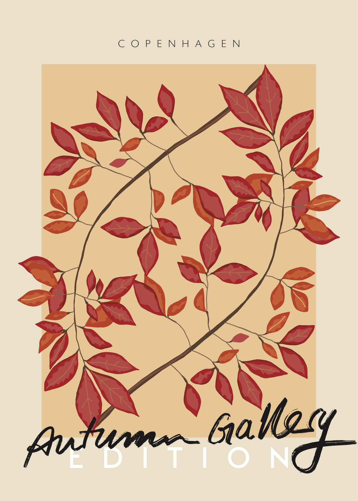 Copenhagen Autumn Poster | Sonbahar Yapraklı Duvar Dekoru