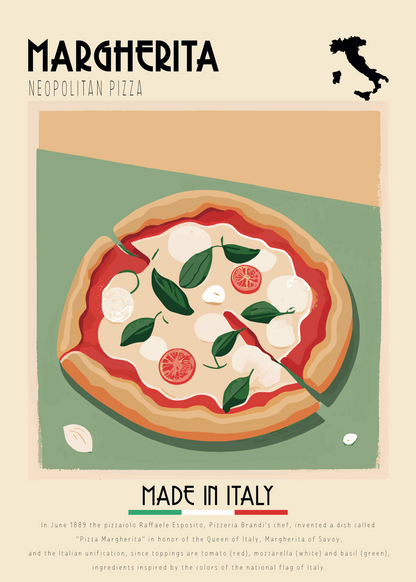 Margherita Pizza İtalyan Stil Poster Baskı