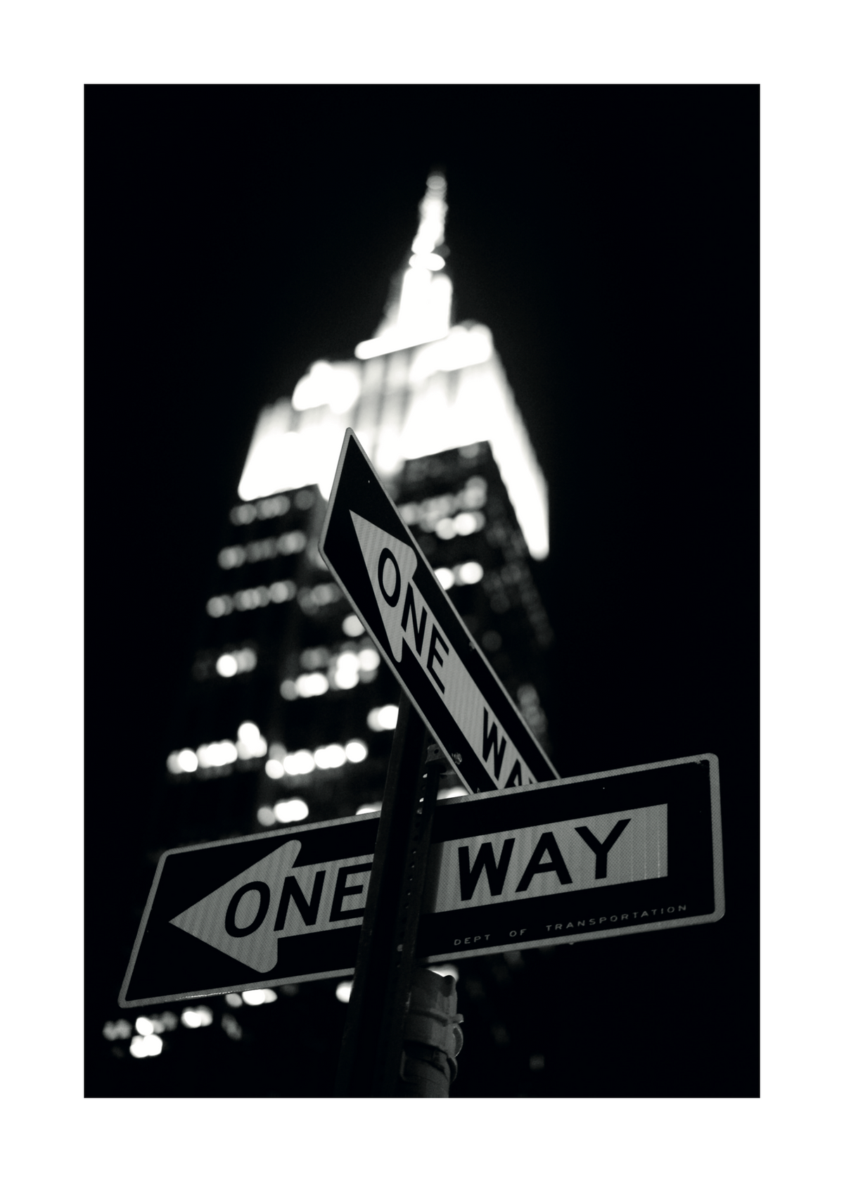 New York One Way – Siyah Beyaz Şehir Fotoğrafı Poster Baskı
