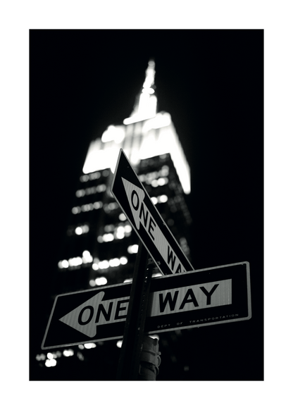 New York One Way – Siyah Beyaz Şehir Fotoğrafı Poster Baskı