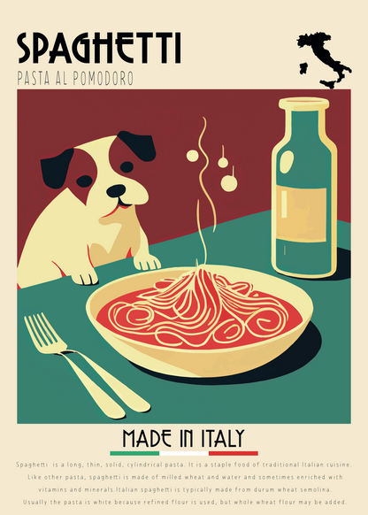 Spaghetti Al Pomodoro Köpekli Poster Baskı