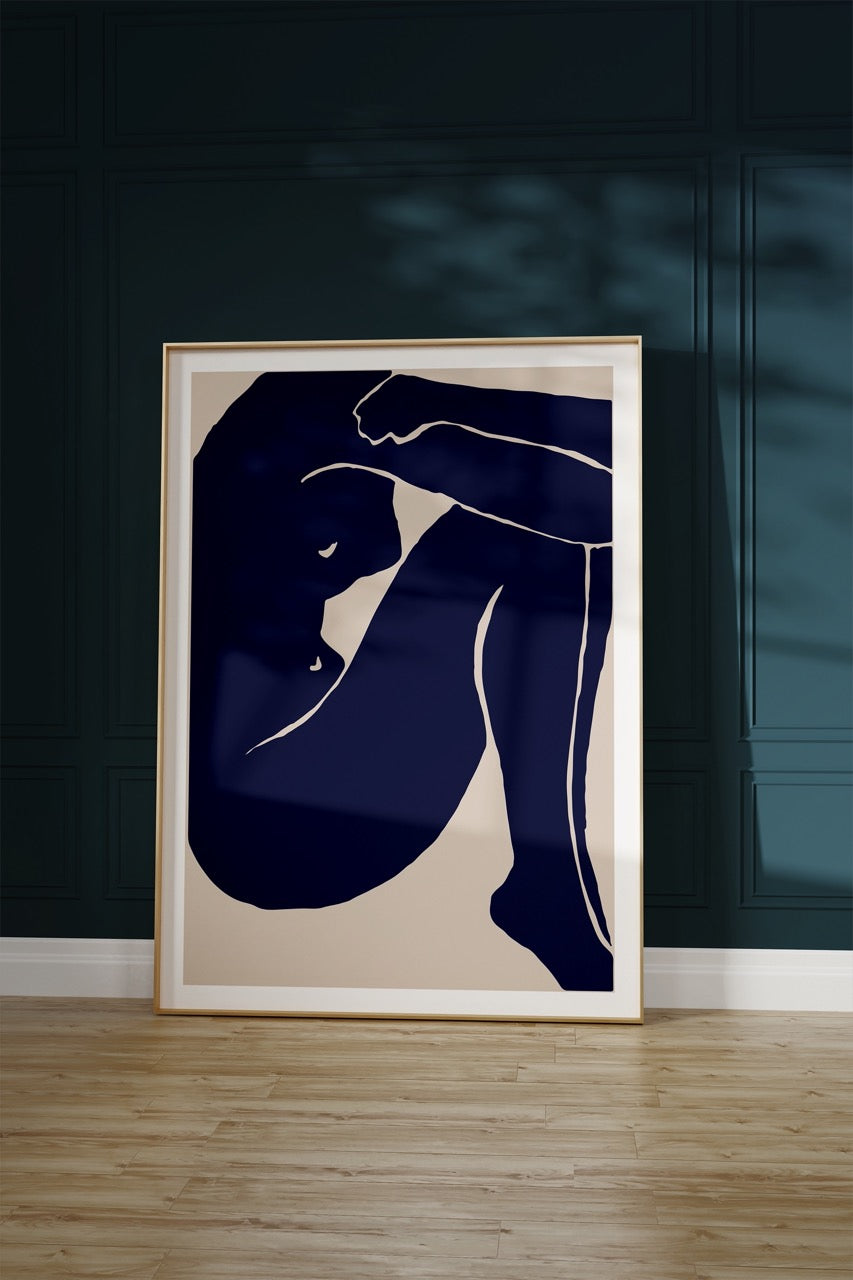 Mavi Kadın Figür No.1 Çerçevesiz Poster
