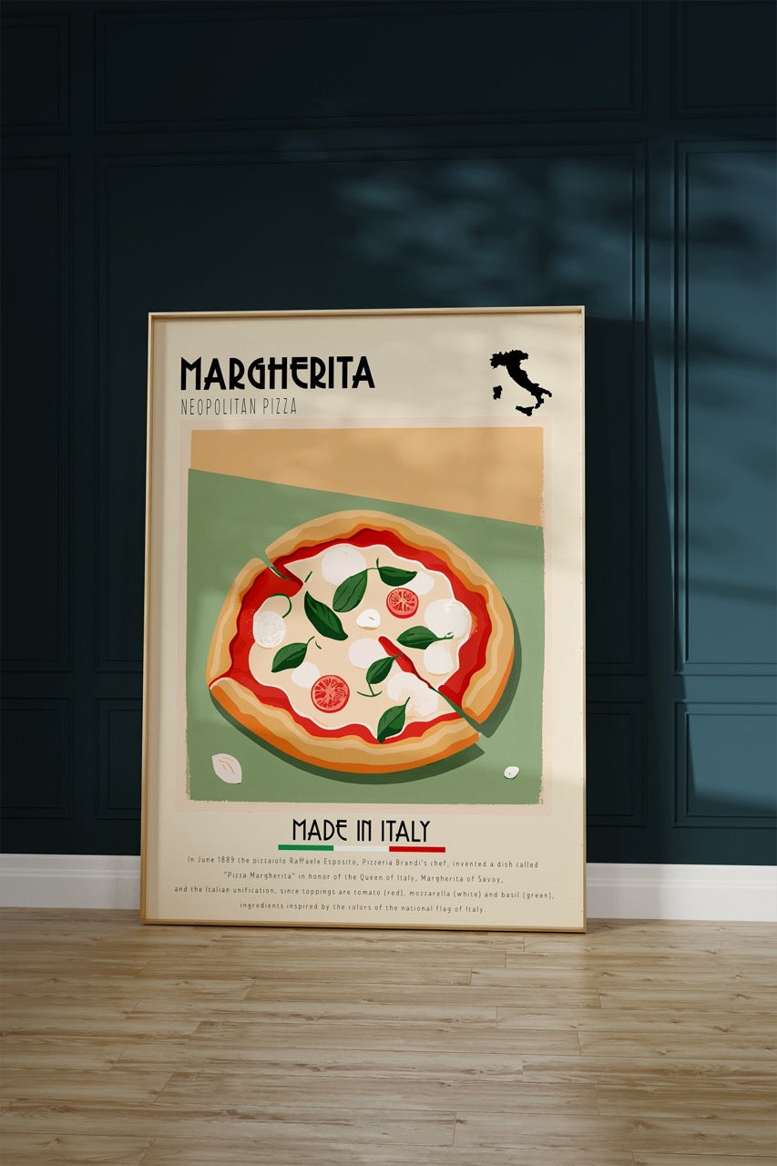 Margherita Pizza İtalyan Mutfağı Çerçevesiz Poster
