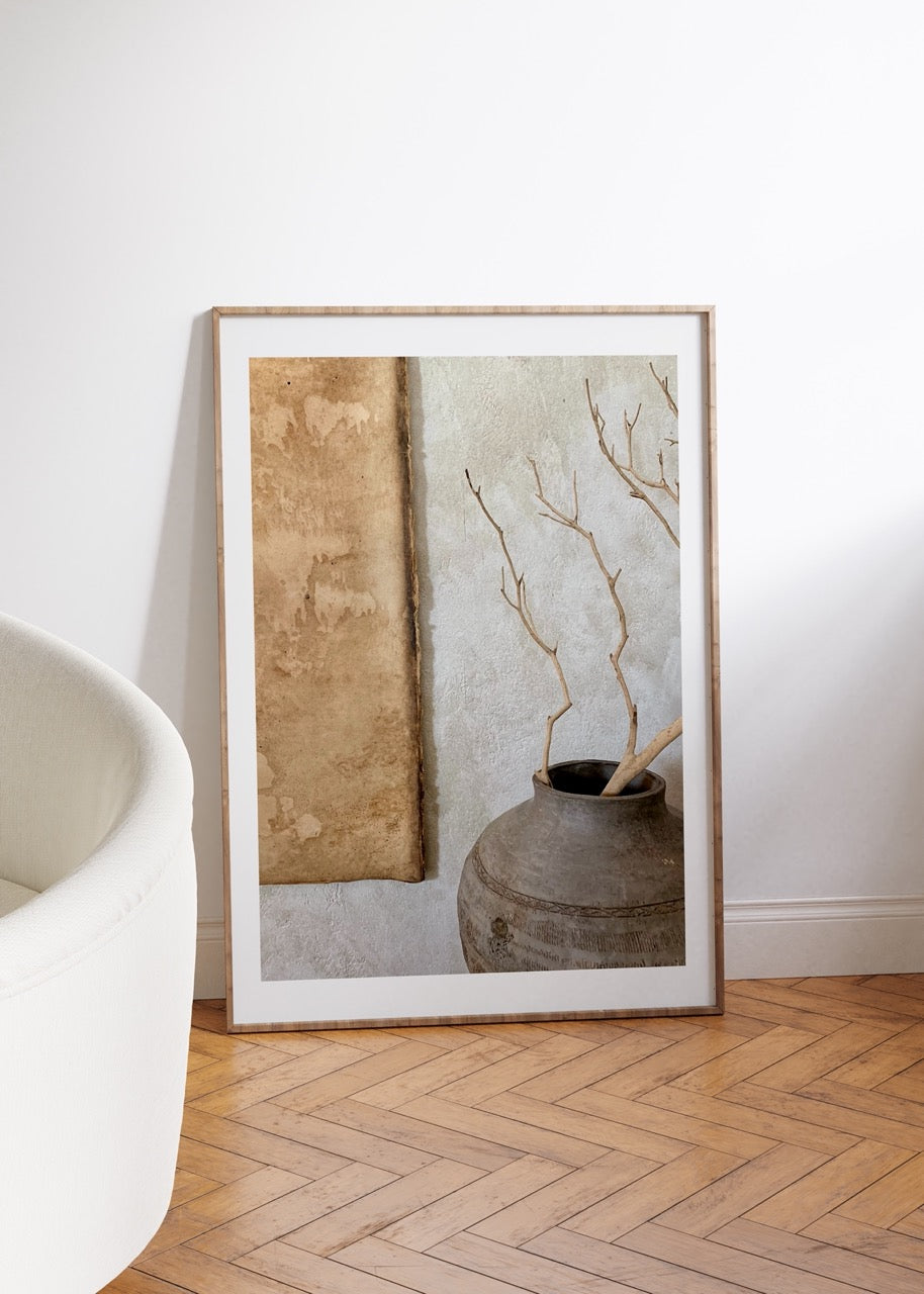 Aesthetic Beige Vazo Fotoğraf Çerçevesiz Poster