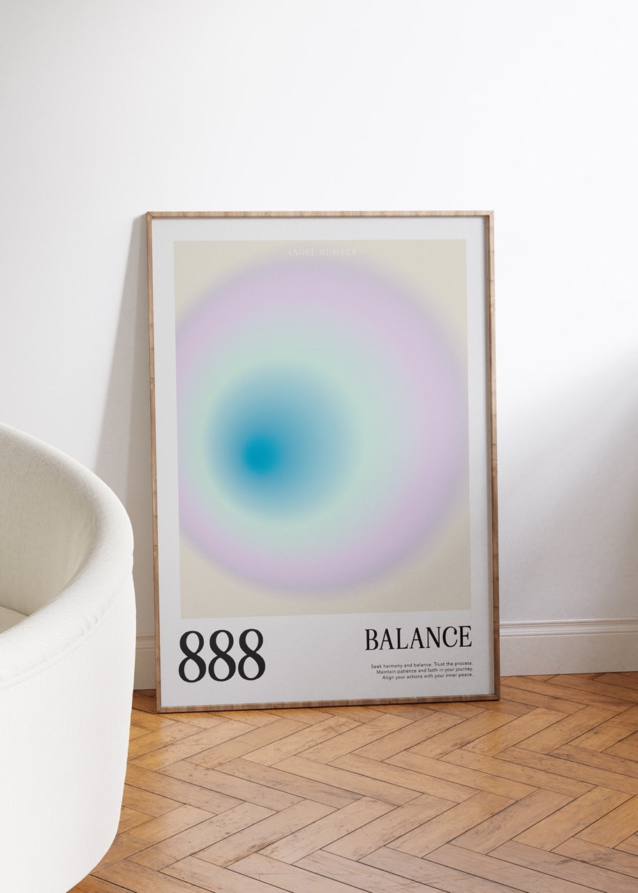 888 Balance Aura Angel Numbers Çerçevesiz Poster