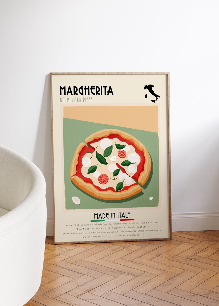 Margherita Pizza İtalyan Mutfağı Çerçevesiz Poster