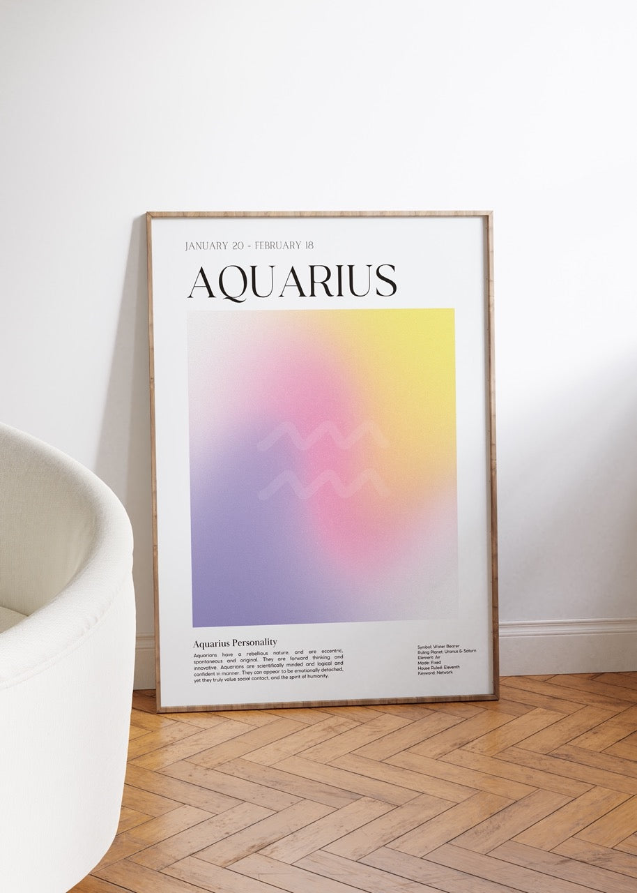 Aquarius No.2 Astrological Sign Çerçevesiz Poster
