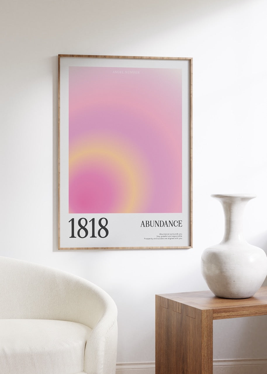 1818 Abundance Aura Angel Numbers Çerçevesiz Poster