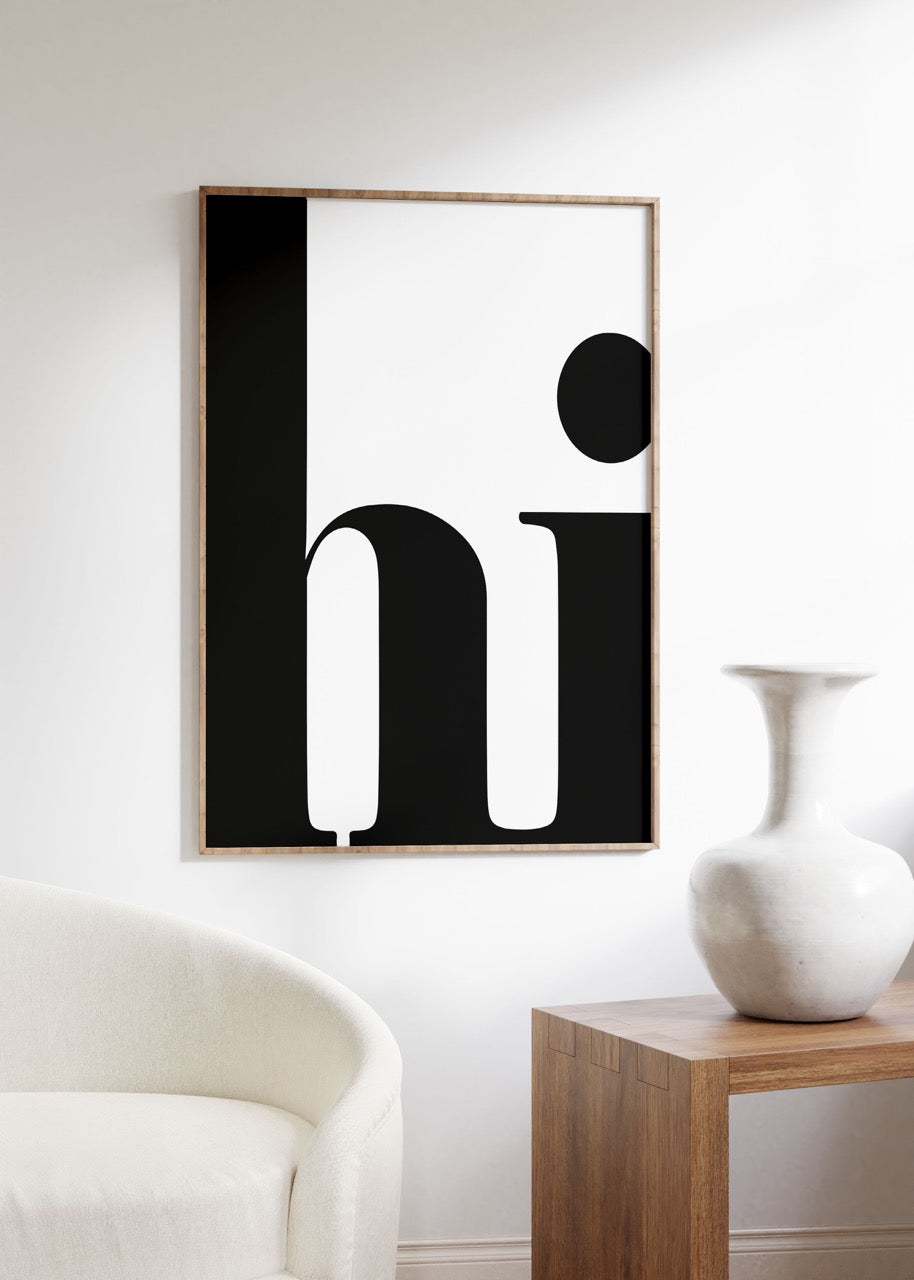 Hi Yazılı Kelime Çerçevesiz Poster