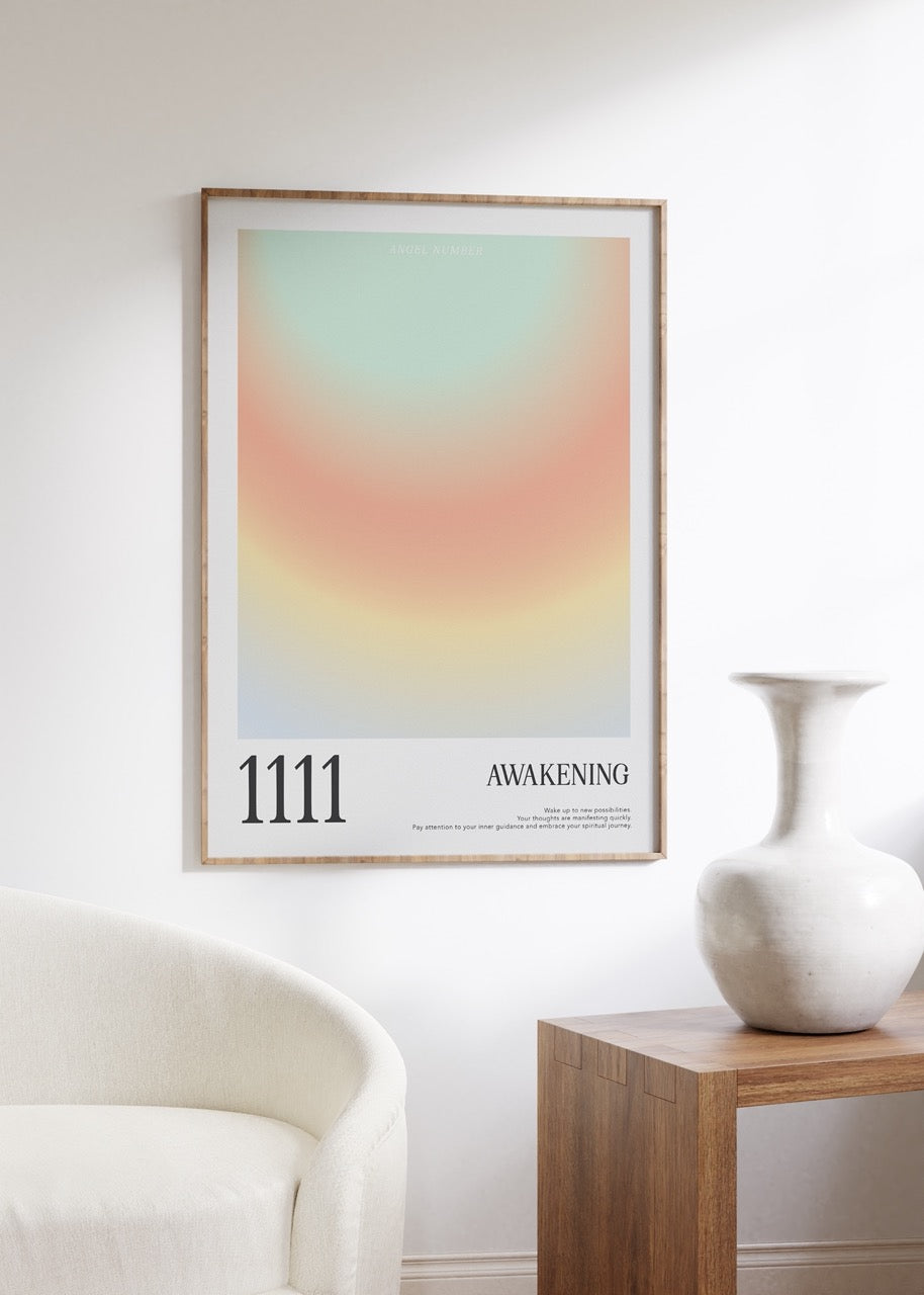 1111 Awakening Aura Angel Numbers Çerçevesiz Poster