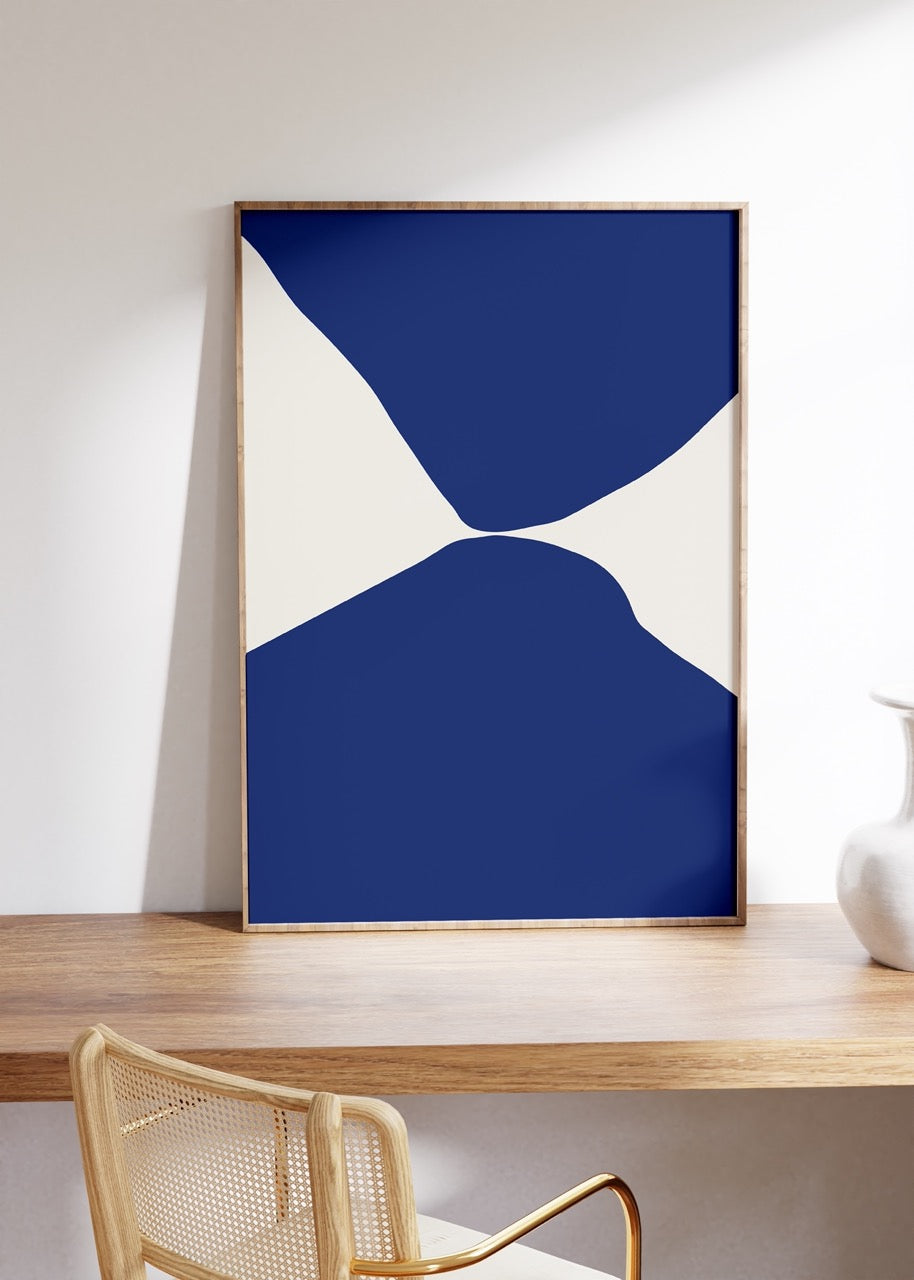 Soyut Mavi Çerçevesiz Poster