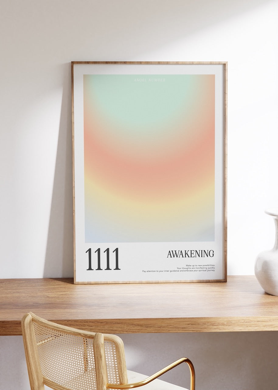 1111 Awakening Aura Angel Numbers Çerçevesiz Poster