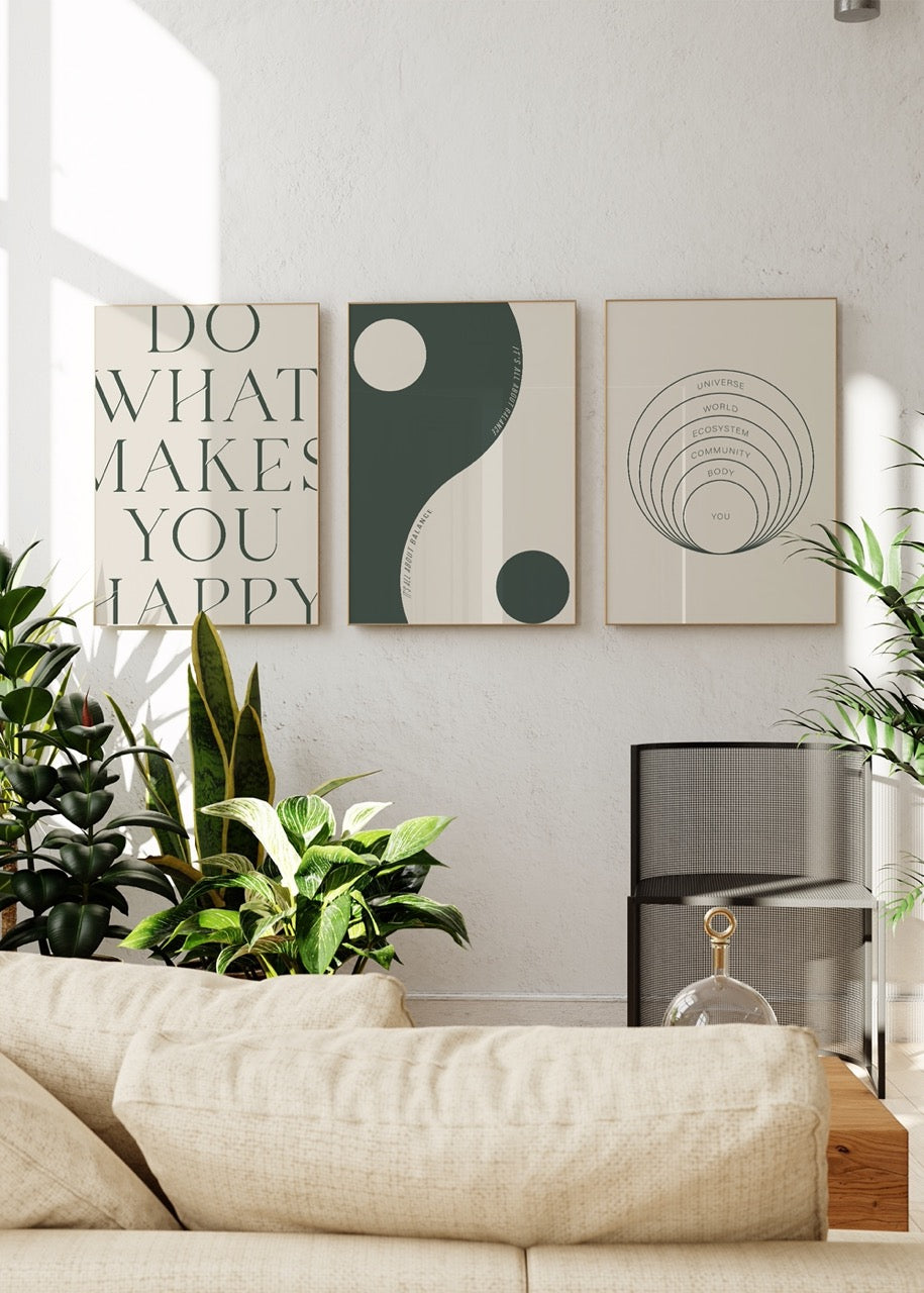 Yin Yang Balance 3-Piece Unframed Poster Set