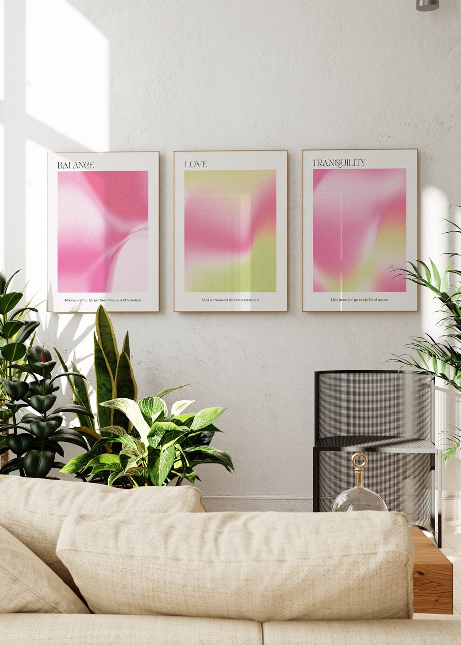 Balance, Love, Tranquility 3-Piece Unframed Poster Set