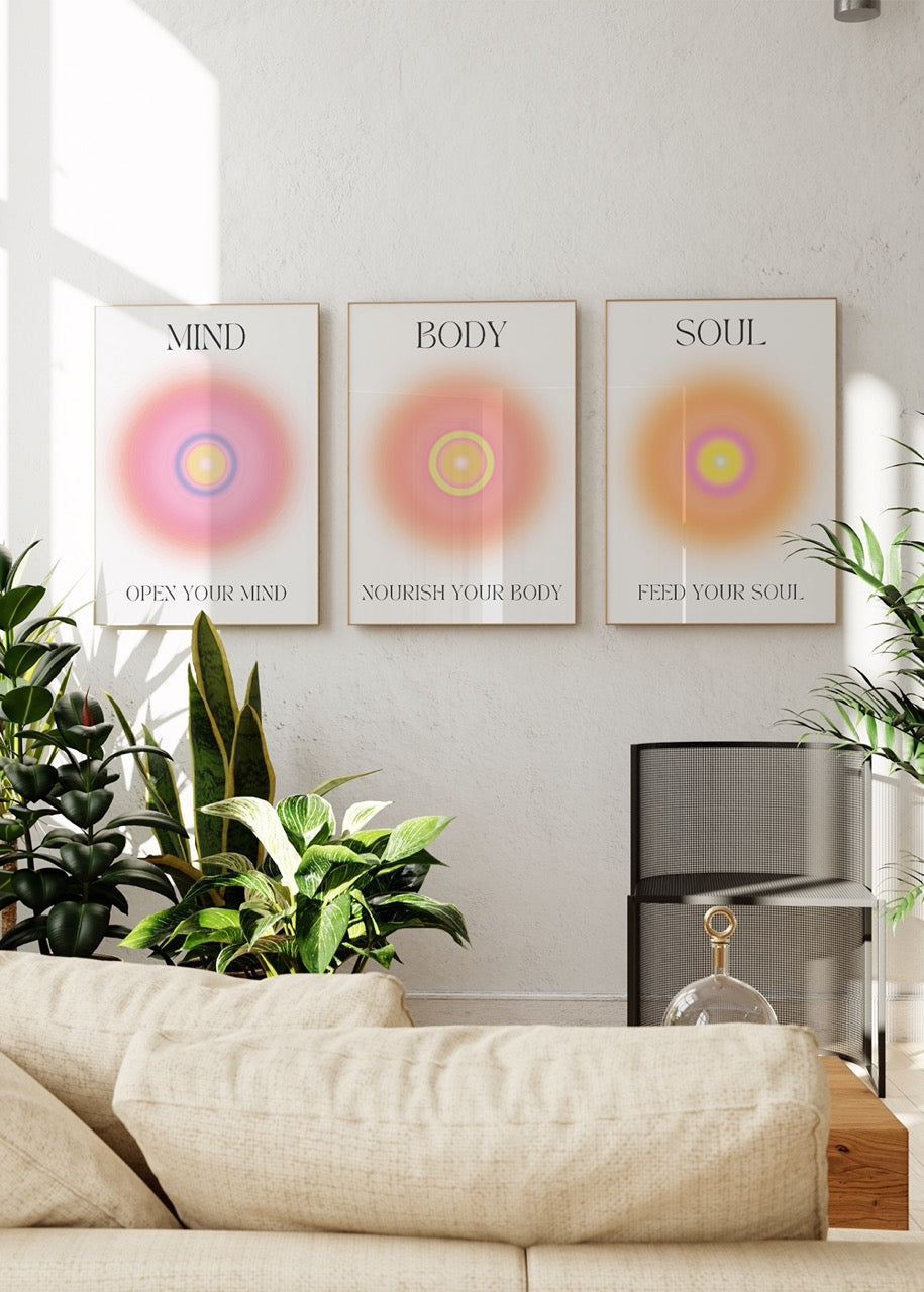 Mind, Body, Soul 3-Piece Unframed Poster Set