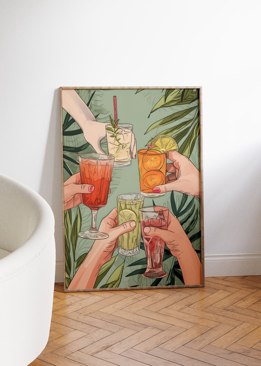Cheers Kokteyller Çerçevesiz Poster