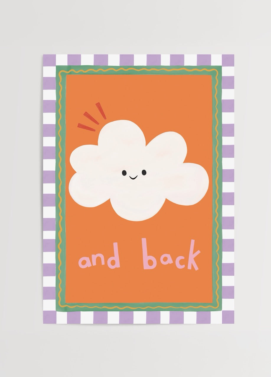 bumi club and back bulut illüstrasyon çocuk odası poster baskı