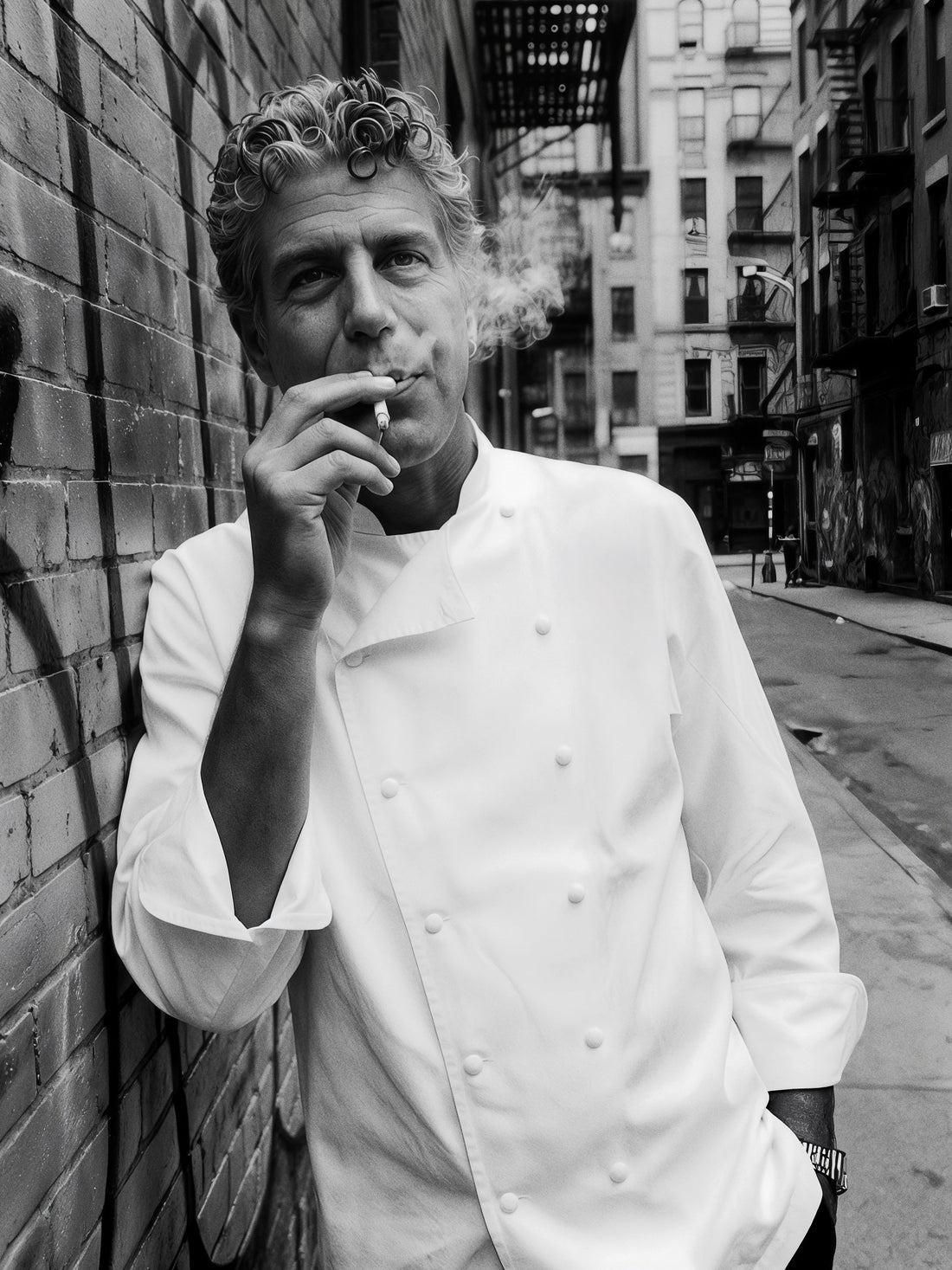 Anthony Bourdain siyah beyaz poster baskı