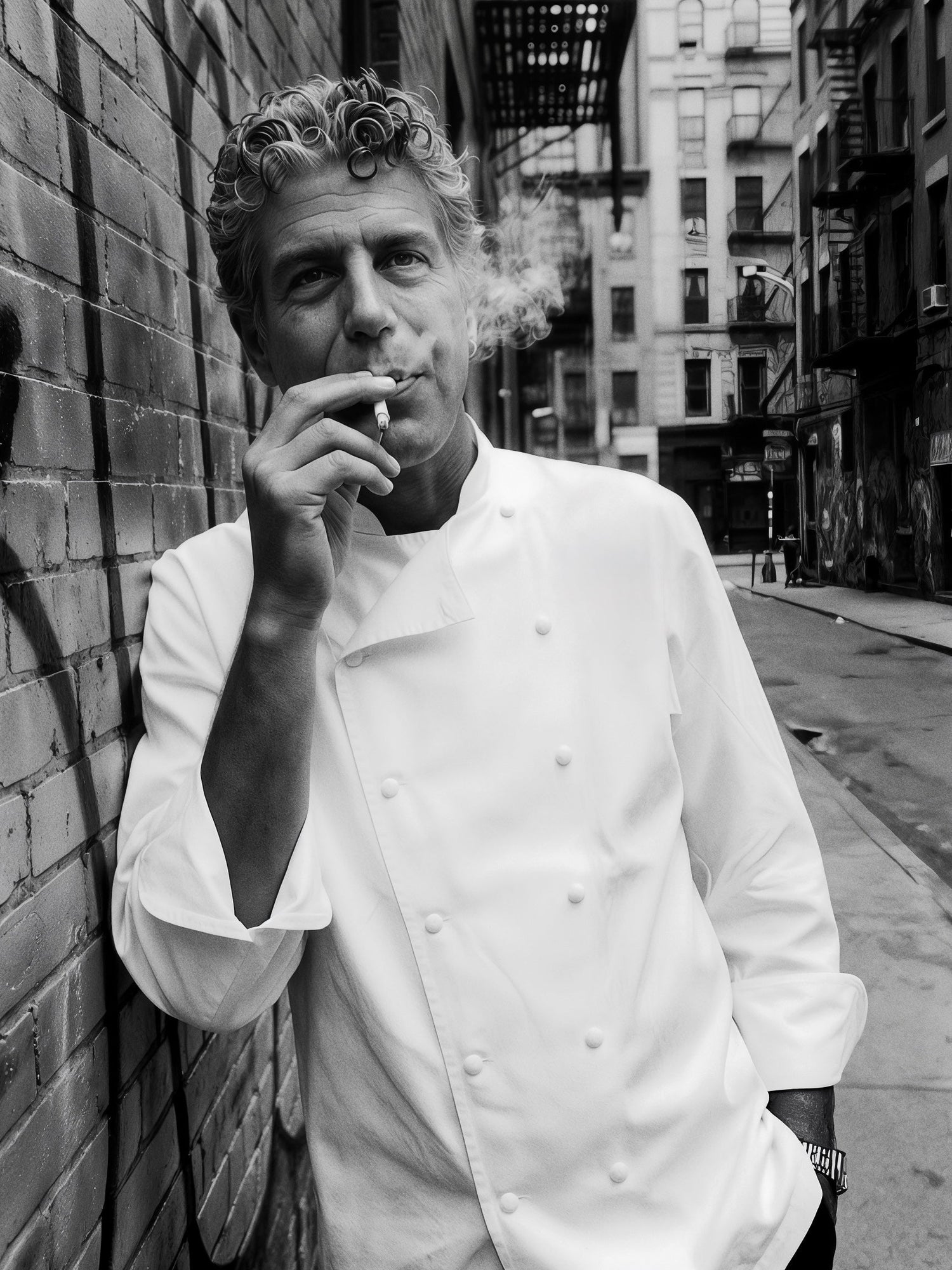 Anthony Bourdain siyah beyaz poster baskı