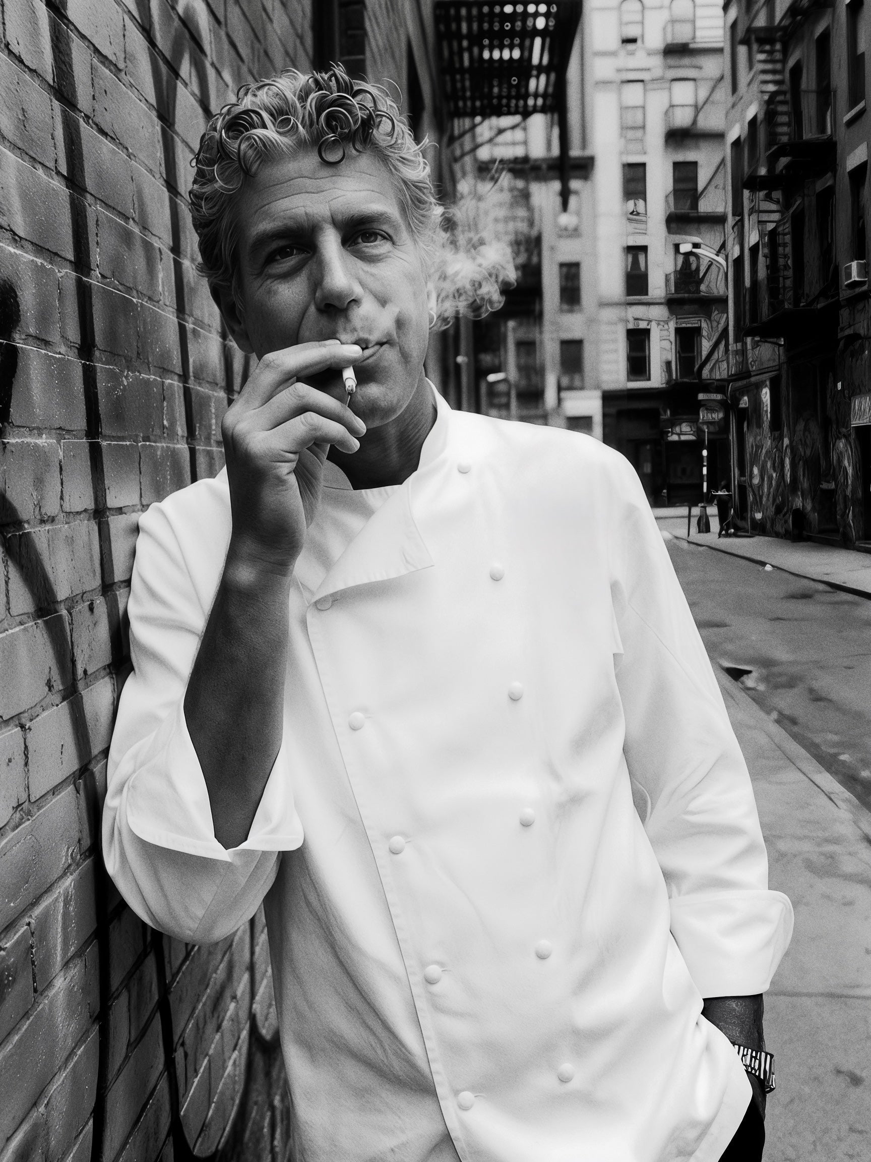 Anthony Bourdain siyah beyaz poster baskı