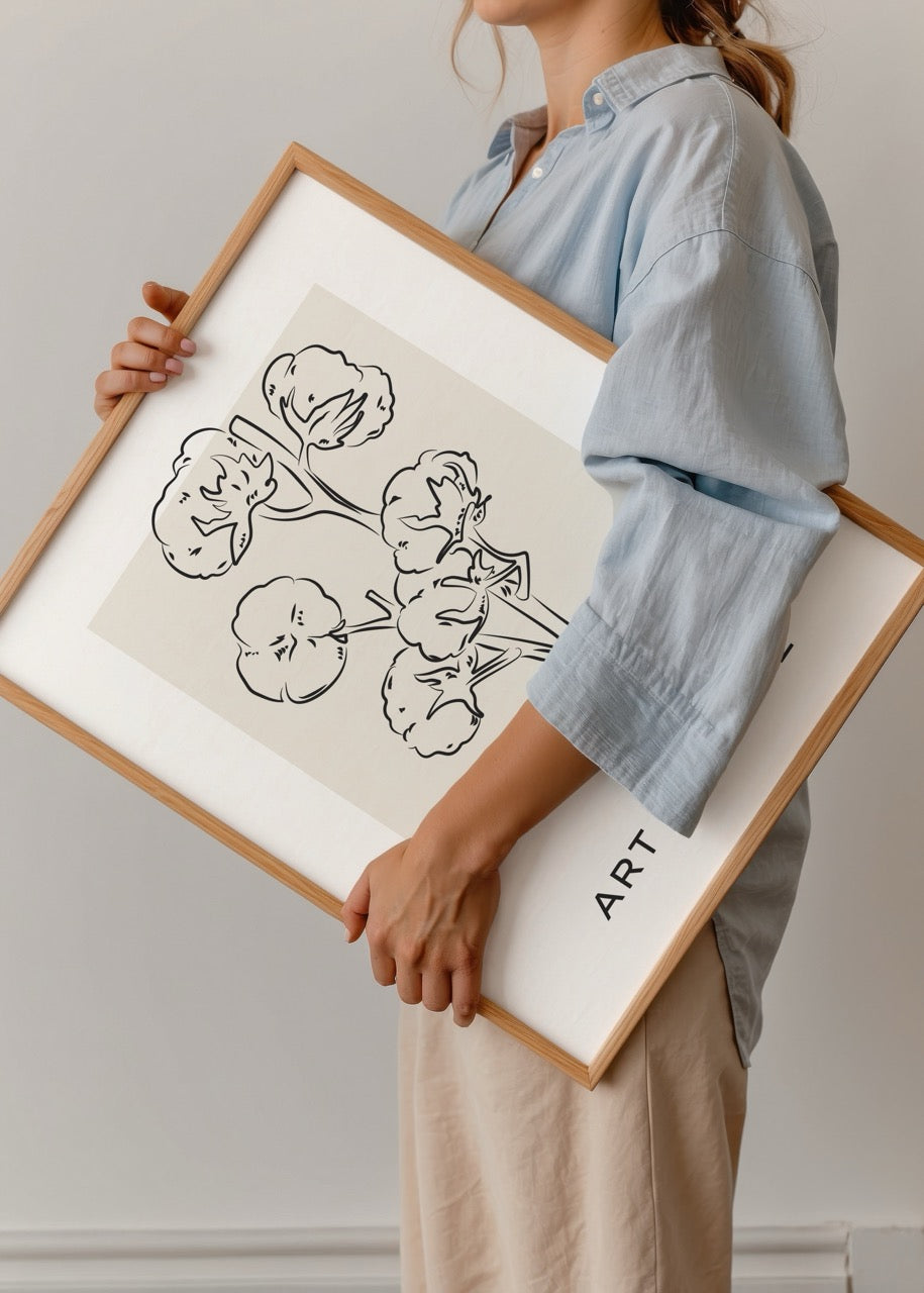 Art Bohème No.12 minimalist çizgi sanat pamuk dalı posteri
