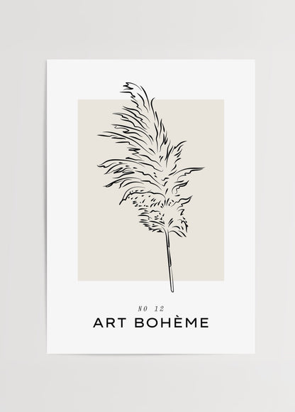 Art Bohème No.12 pampas çizim poster, minimal ve bohem dekoratif baskı