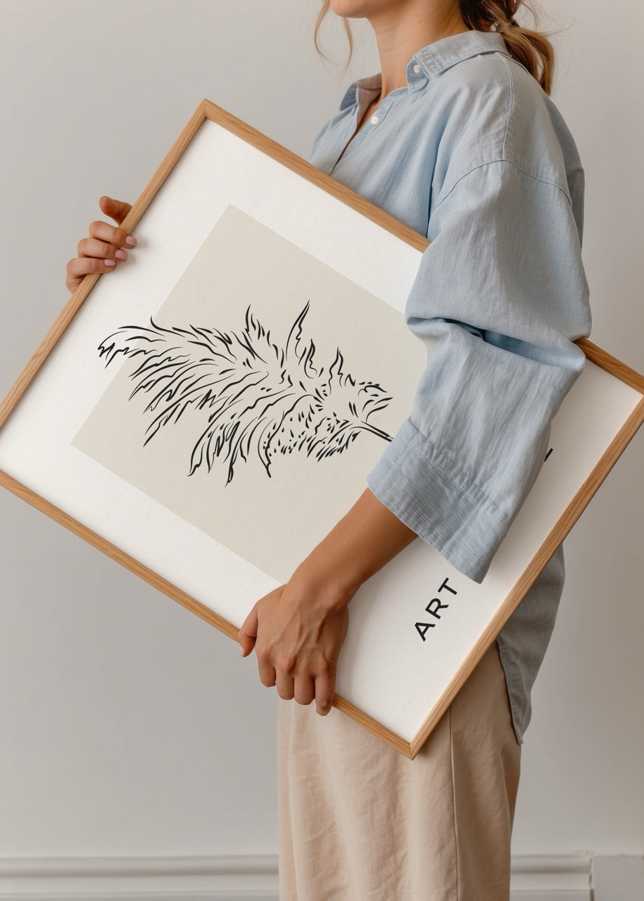 Art Bohème No.12 pampas çizim poster, minimal ve bohem dekoratif baskı
