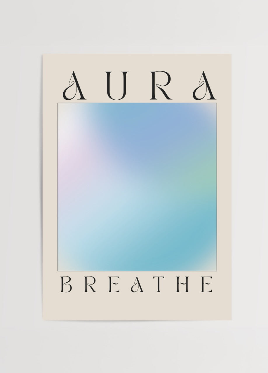Aura Breathe pastel renkli meditatif poster