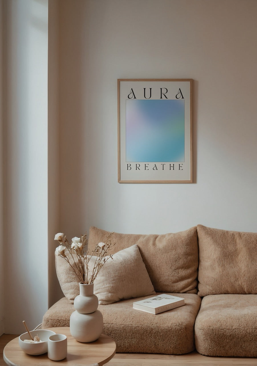 Aura Breathe pastel renkli meditatif poster