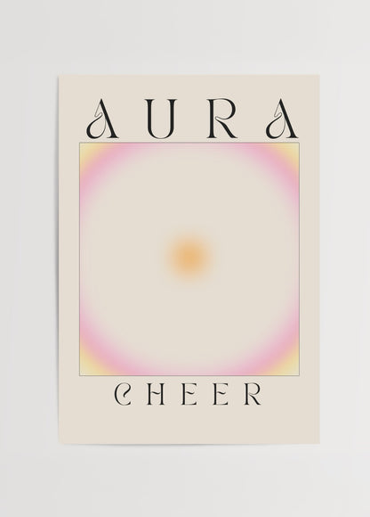 Aura Cheer pembe ve turuncu geçişli neşeli aura temalı poster