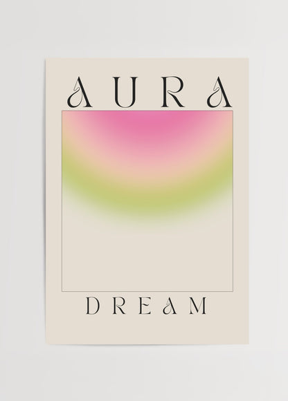 Aura Dream pastel pembe yeşil renkli poster tasarımı