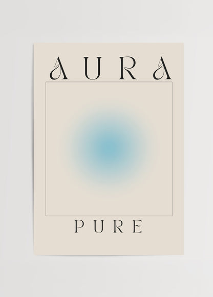 Aura Pure minimal mavi geçişli poster tasarımı