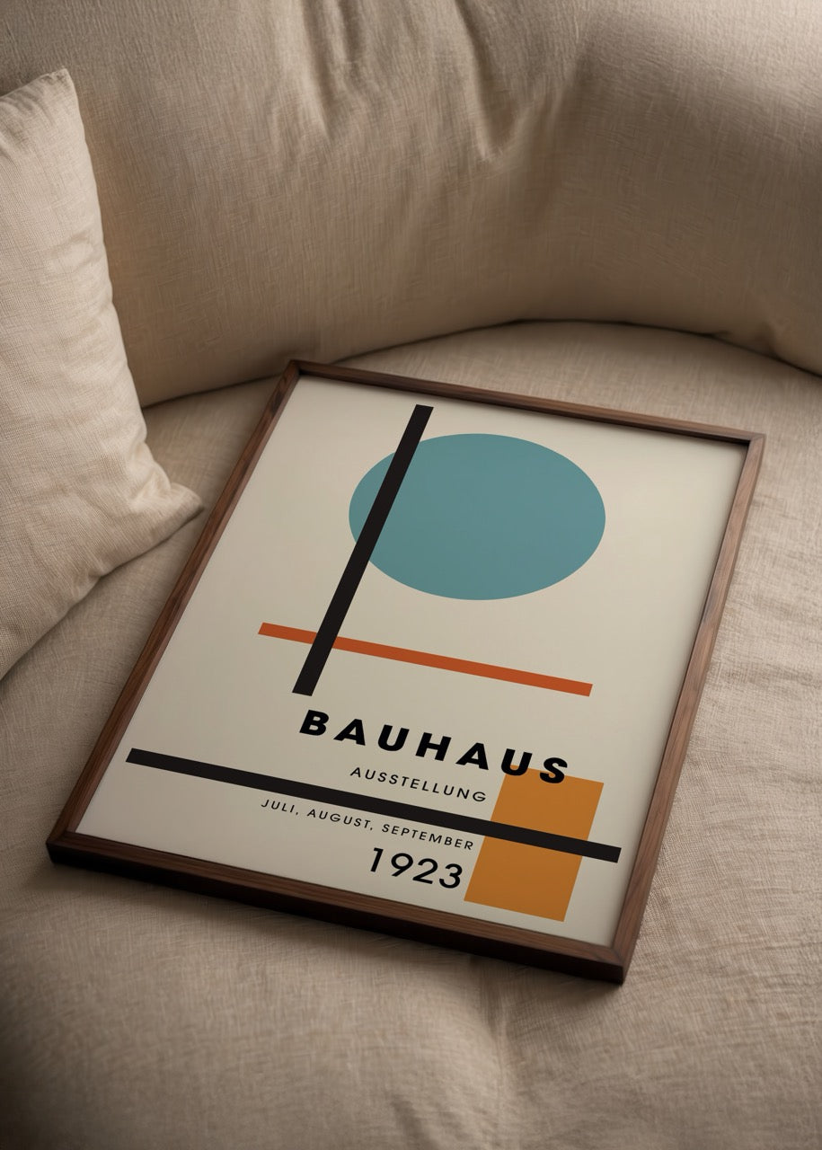 Bauhaus 1923 sergisi poster baskısı – geometrik minimal sanat tasarımı