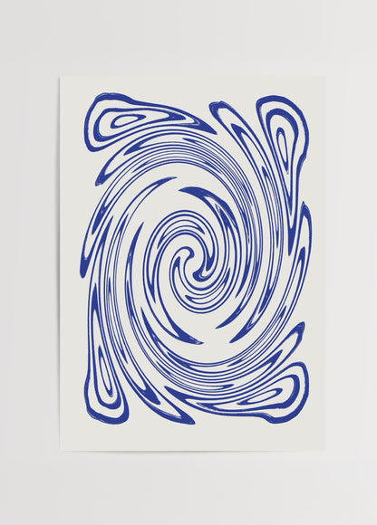 Mavi spiral desenli soyut Blue Swirl Abstract modern duvar posteri, enerjik ve çağdaş dekorasyon için ideal.