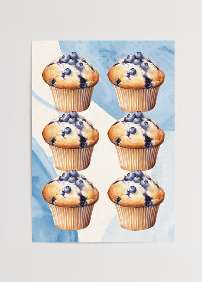 Blueberry Muffin Pattern Poster Baskı