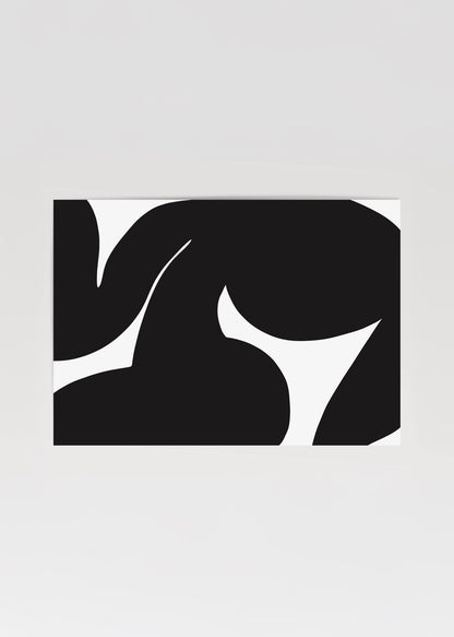Siyah beyaz soyut formlardan oluşan modern ve minimal çizimli poster tasarımı