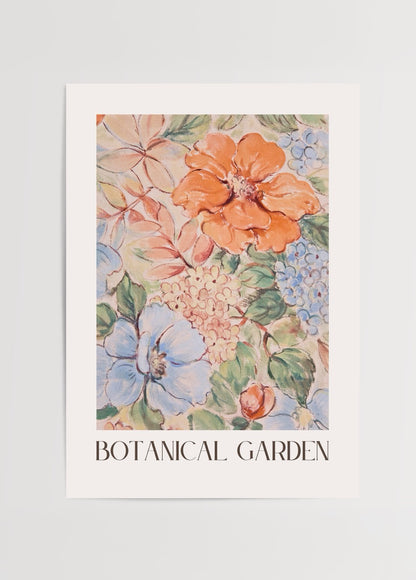 Çiçek desenli Botanical Garden posteri – bahar ve doğa temalı duvar dekoru
