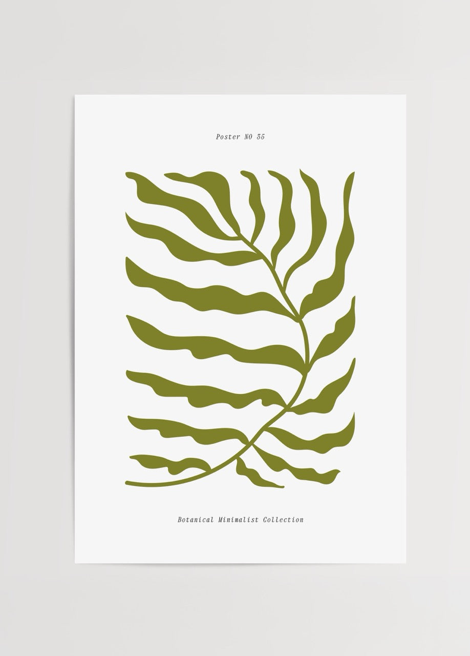 Minimalist yaprak illüstrasyon posteri, doğal ve modern tasarım
