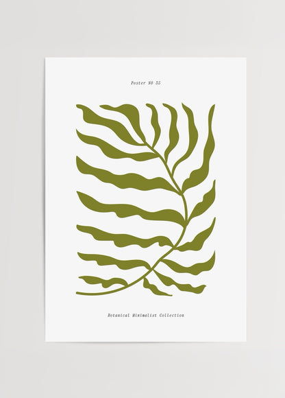 Minimalist yaprak illüstrasyon posteri, doğal ve modern tasarım