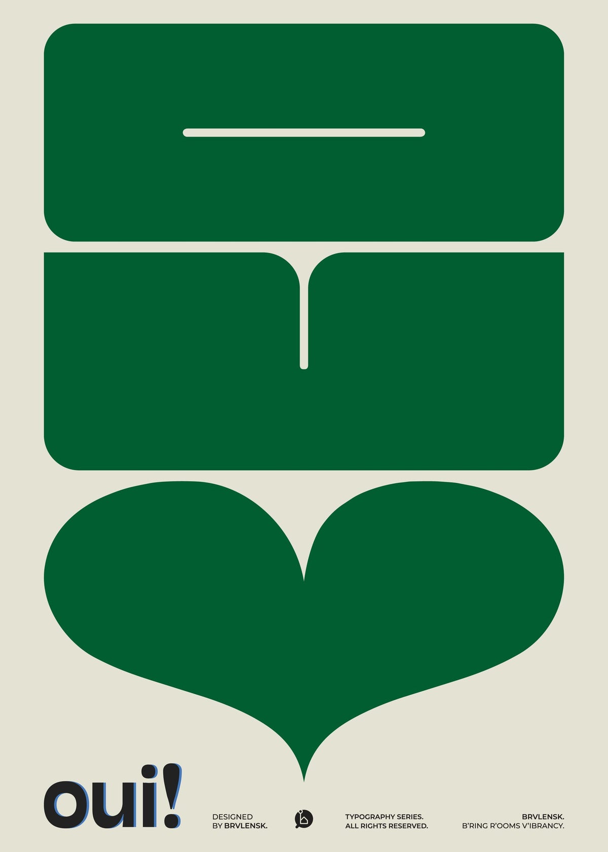 BRVLENSK tarafından tasarlanmış yeşil kalp motifi içeren minimalist poster. poster baskı