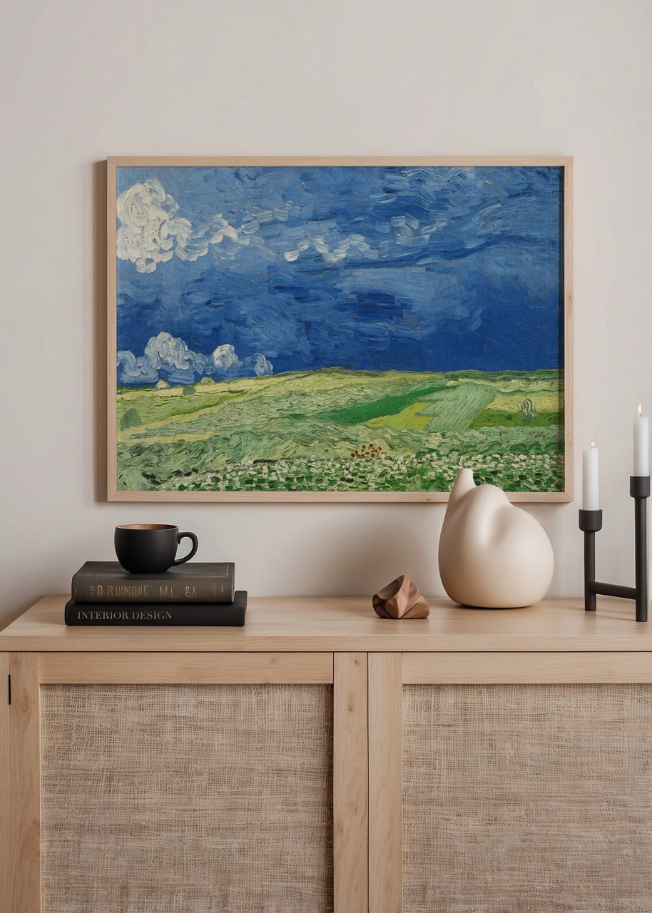 Vincent van Gogh’un Buğday Tarlası ve Bulutlu Gökyüzü adlı tablosunun poster baskısı