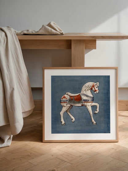 vintage carousel horse at posteri nostaljik duvar dekoru