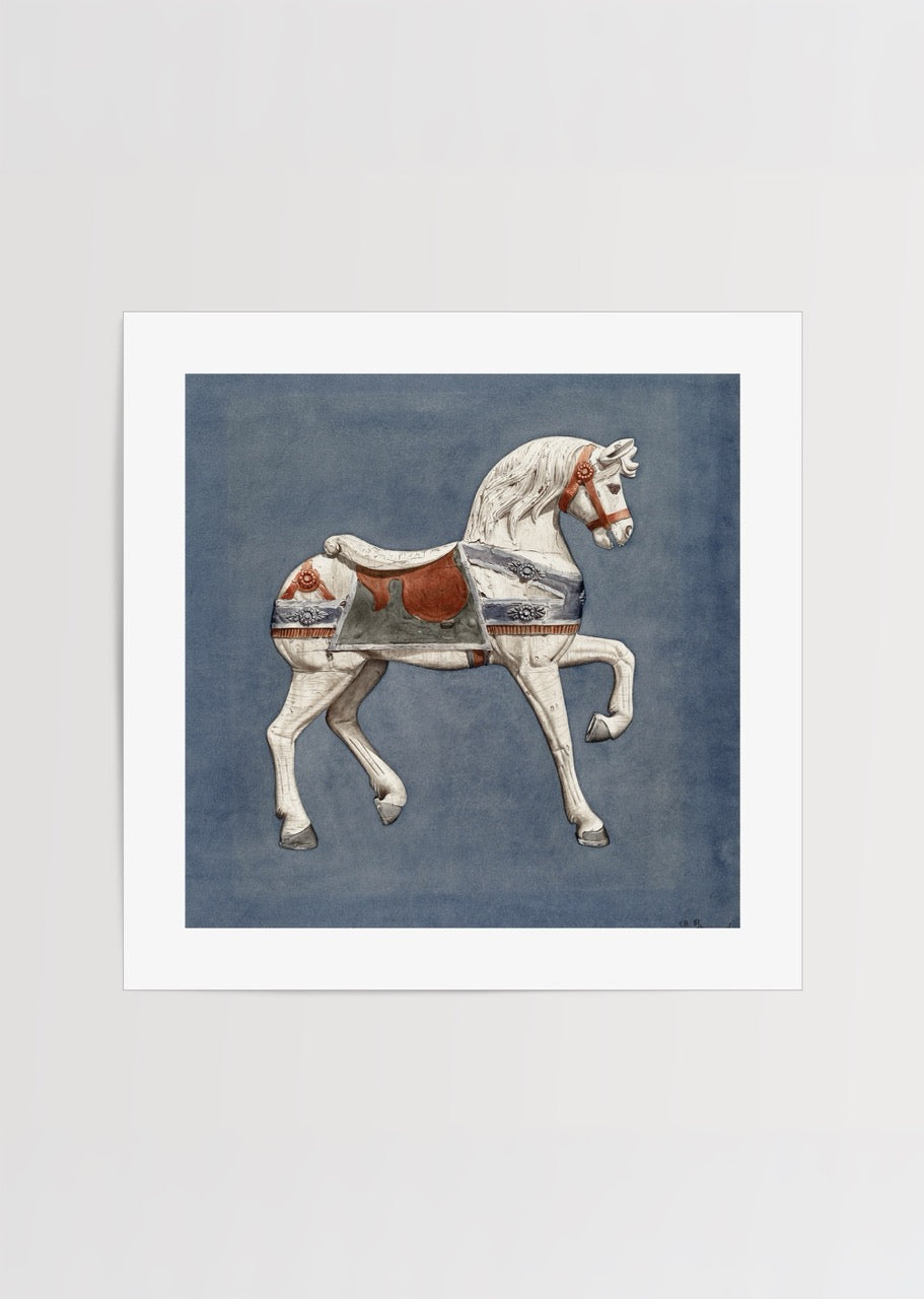 vintage carousel horse at posteri nostaljik duvar dekoru