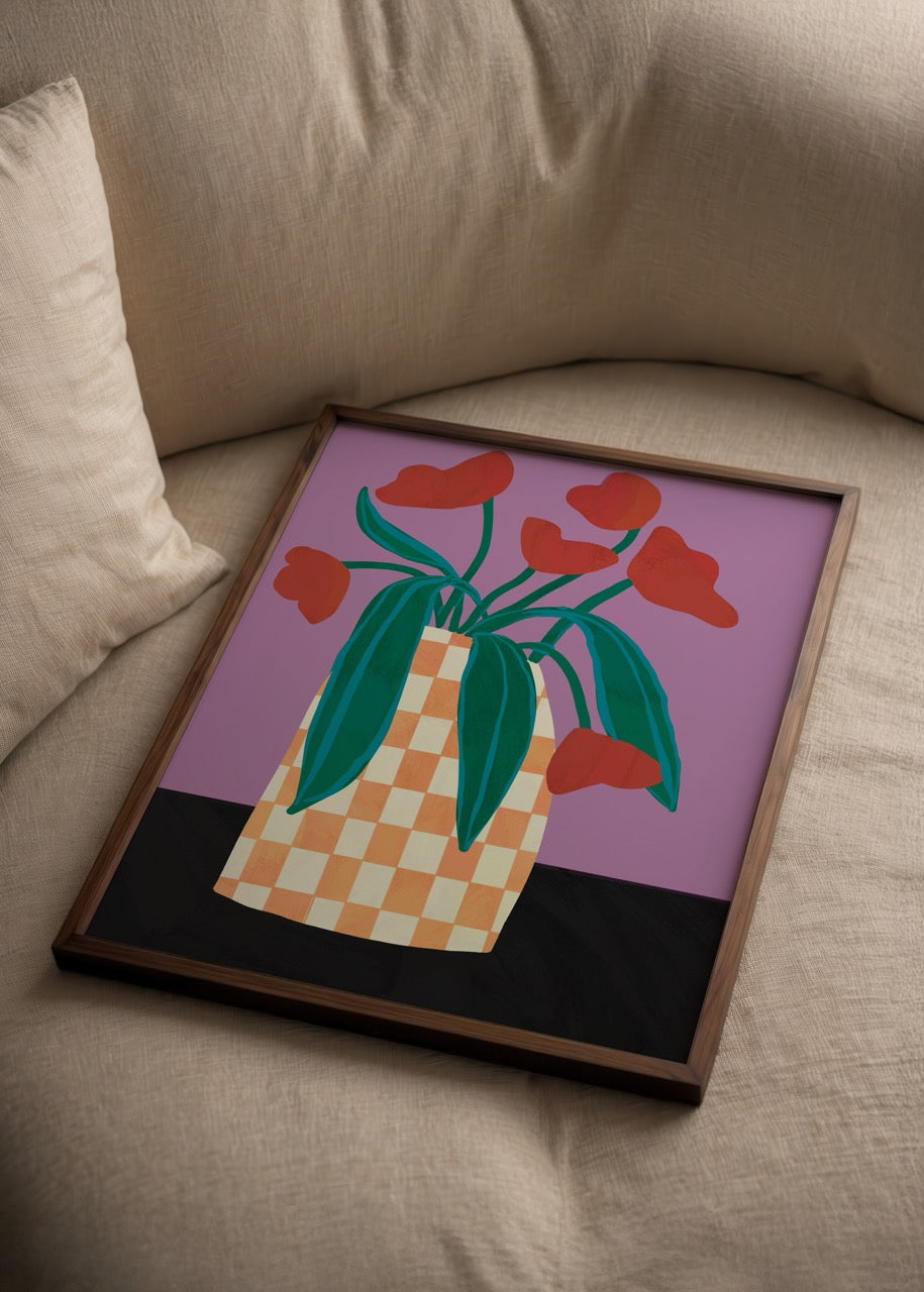 Checkerboard Vase Naturemort Poster | Naz Tarcan – Yaris Poster
